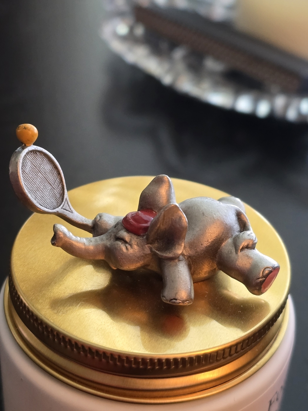 Rare Vintage Royal Selangor Pewter elephant playing tennis